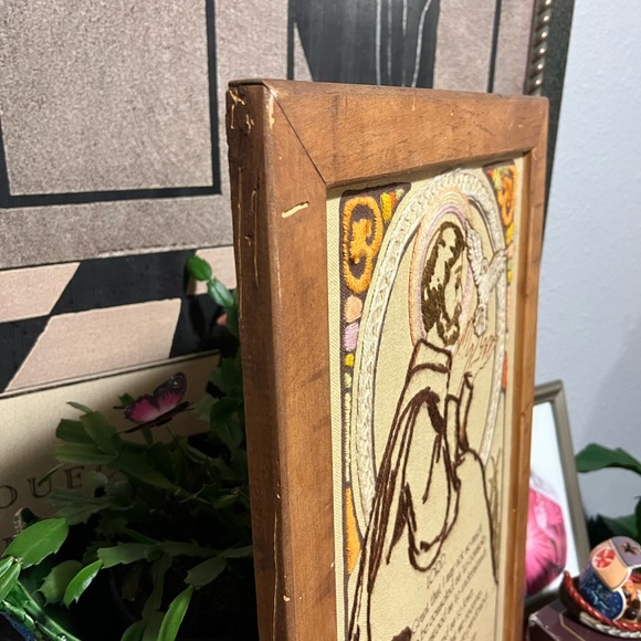 Vtg Framed Embroidered Prayer of St Francis Lord-grand i may not so much seek - Picture 7 of 11